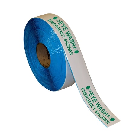 Floor Marking Message Tape, 2in X 100Ft, Eye Wash Emergence Shower